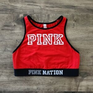PINK Nation Red Wireless Racerback Sports Bra Victoria's Secret Women's Medium